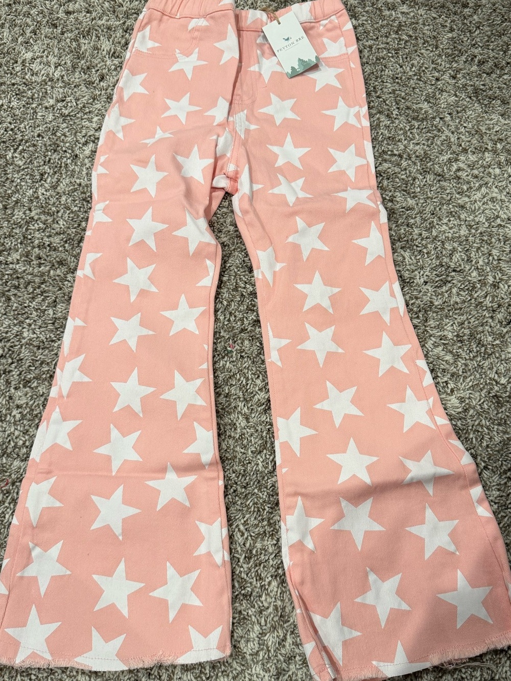 Girls' Pink Star Print Flared Joggers